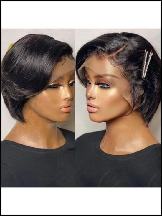 Straight Bob Pixie Cut Wig 13X4 HD Lace Front Glueless Virgin Brazilian Human main image 5